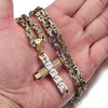 Two-tone Gold and Silver Crucifix Pendant and Byzantine Chain Necklace-Necklaces-Innovato Design-Gold-18-Innovato Design