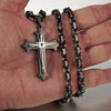 Black 2 Layer Cross Pendant with Byzantine Chain Necklace-Necklaces-Innovato Design-Black-18-Innovato Design