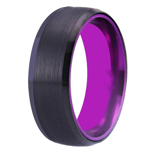 8mm Classic Purple and Black-Plated Tungsten Wedding Band-Rings-Innovato Design-6-Innovato Design