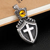 Silver Crowned Shield Cross Pendant and Chain Necklace-Necklaces-Innovato Design-22 inch-Innovato Design