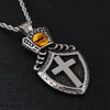 Silver Crowned Shield Cross Pendant and Chain Necklace-Necklaces-Innovato Design-22 inch-Innovato Design
