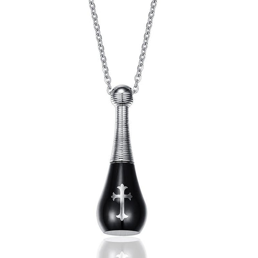 Baseball Bat-shaped Urn Pendant with Chain Link Necklace-Necklaces-Innovato Design-Black-24"-Innovato Design
