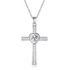 Bejeweled Crystal Titanium Steel Heart Cross Pendant Necklace-Necklaces-Innovato Design-White-Innovato Design