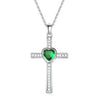 Bejeweled Crystal Titanium Steel Heart Cross Pendant Necklace-Necklaces-Innovato Design-Green-Innovato Design