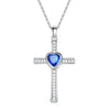Bejeweled Crystal Titanium Steel Heart Cross Pendant Necklace-Necklaces-Innovato Design-Deep Blue-Innovato Design