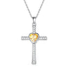 Bejeweled Crystal Titanium Steel Heart Cross Pendant Necklace-Necklaces-Innovato Design-Light Yellow-Innovato Design