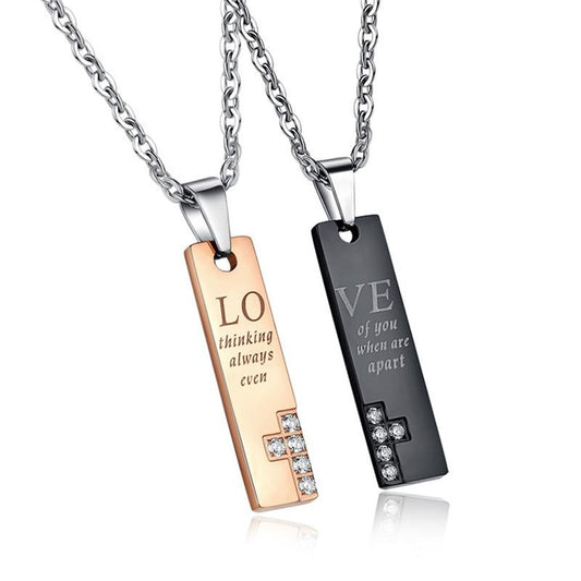 Rose Gold and Black Titanium Couple Cross Pendant Necklaces-Necklaces-Innovato Design-Gold-Innovato Design
