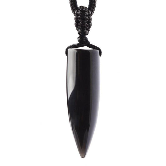 Black Obsidian Sharp Stone Rope Necklace-Necklaces-Innovato Design-Innovato Design