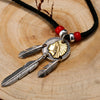 Golden Indian Chief Feather 925 Sterling Silver Vintage Punk Pendant-Necklaces-Innovato Design-Small-Innovato Design