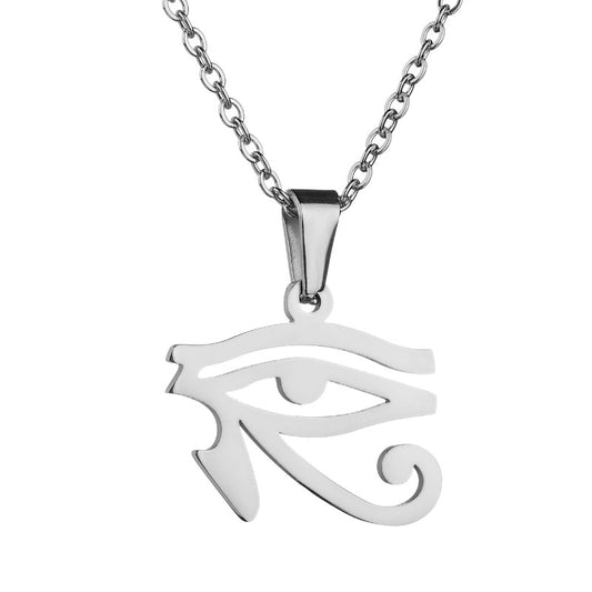 Egyptian Gods Power Eye of Horus Stainless Steel Chain Pendant Necklace-Necklaces-Innovato Design-Silver-Innovato Design