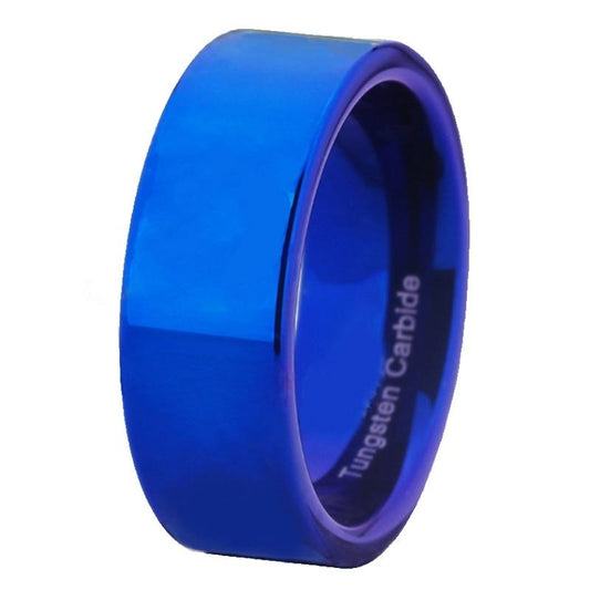 8mm Shiny Blue Pipe Tungsten Carbide Fashion Wedding Ring-Rings-Innovato Design-6-Innovato Design