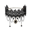 Black Beaded Choker Lace Gothic Vintage Necklace-Necklaces-Innovato Design-Black Stones-Innovato Design
