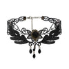 Black Beaded Choker Lace Gothic Vintage Necklace-Necklaces-Innovato Design-Black Leaves-Innovato Design