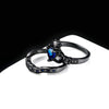 Black Celtic Dragon and Blue Cubic Zirconia & Rhinestones Claddagh Stainless Steel Matching Rings-Couple Rings-Innovato Design-6-5-Innovato Design