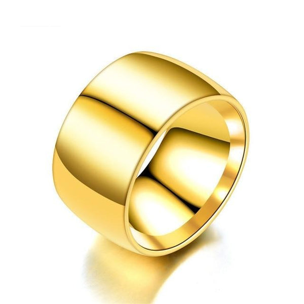 12mm Glossy Face Stainless Steel Punk Ring-Rings-Innovato Design-10-Gold-Innovato Design