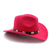 Felt Fedora Cowboy Hat with Oval Metal Ornaments on Faux Leather Band-Hats-Innovato Design-Rose-Innovato Design