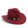 Felt Fedora Cowboy Hat with Oval Metal Ornaments on Faux Leather Band-Hats-Innovato Design-Wine-Innovato Design