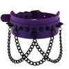 Black Spike Stud and Chain Link Collar Choker Leather Gothic Steampunk Necklace-Necklace-Innovato Design-Purple-Innovato Design