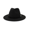 Wool Felt Fedora Panama Hat with Belt and Buckle-Hats-Innovato Design-Black-L-Innovato Design
