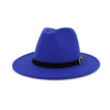 Wool Felt Fedora Panama Hat with Belt and Buckle-Hats-Innovato Design-Sapphire blue-L-Innovato Design