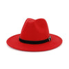 Wool Felt Fedora Panama Hat with Belt and Buckle-Hats-Innovato Design-Red-L-Innovato Design
