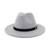 Wool Felt Fedora Panama Hat with Belt and Buckle-Hats-Innovato Design-Light Grey-L-Innovato Design