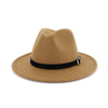 Wool Felt Fedora Panama Hat with Belt and Buckle-Hats-Innovato Design-Khaki-L-Innovato Design