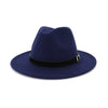 Wool Felt Fedora Panama Hat with Belt and Buckle-Hats-Innovato Design-Navy-L-Innovato Design