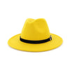 Wool Felt Fedora Panama Hat with Belt and Buckle-Hats-Innovato Design-Yellow-L-Innovato Design