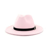 Wool Felt Fedora Panama Hat with Belt and Buckle-Hats-Innovato Design-Pink-L-Innovato Design