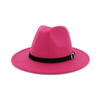 Wool Felt Fedora Panama Hat with Belt and Buckle-Hats-Innovato Design-Rose Pink-L-Innovato Design
