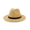 Wool Felt Fedora Panama Hat with Belt and Buckle-Hats-Innovato Design-Camel-L-Innovato Design