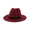 Wool Felt Fedora Panama Hat with Belt and Buckle-Hats-Innovato Design-Burgundy-L-Innovato Design