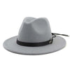Wool Felt Fedora Panama Hat with Decorative Belt-Hats-Innovato Design-Gray-L-Innovato Design
