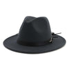 Wool Felt Fedora Panama Hat with Decorative Belt-Hats-Innovato Design-Dark Grey-L-Innovato Design