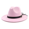 Wool Felt Fedora Panama Hat with Decorative Belt-Hats-Innovato Design-Pink-L-Innovato Design