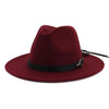 Wool Felt Fedora Panama Hat with Decorative Belt-Hats-Innovato Design-Burgundy-L-Innovato Design