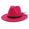 Wool Felt Fedora Panama Hat with Decorative Belt-Hats-Innovato Design-Rosy-L-Innovato Design