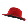 Patchwork Wool Felt Fedora Hat with Belt and Buckle-Hats-Innovato Design-Red Black-L-Innovato Design