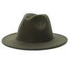 Solid Color Wide Brim Wool Felt Fedora Hat-Hats-Innovato Design-Army Green-XL-Innovato Design