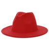 Solid Color Wide Brim Wool Felt Fedora Hat-Hats-Innovato Design-Red-L-Innovato Design