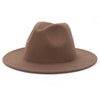 Solid Color Wide Brim Wool Felt Fedora Hat-Hats-Innovato Design-Dark Camel-XL-Innovato Design