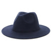 Solid Color Wide Brim Wool Felt Fedora Hat-Hats-Innovato Design-Navy blue-L-Innovato Design