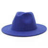 Solid Color Wide Brim Wool Felt Fedora Hat-Hats-Innovato Design-Royal blue-XL-Innovato Design