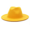 Solid Color Wide Brim Wool Felt Fedora Hat-Hats-Innovato Design-Yellow-L-Innovato Design