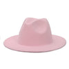 Solid Color Wide Brim Wool Felt Fedora Hat-Hats-Innovato Design-Pink-XL-Innovato Design
