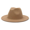 Solid Color Wide Brim Wool Felt Fedora Hat-Hats-Innovato Design-Camel-L-Innovato Design