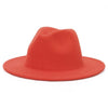 Solid Color Wide Brim Wool Felt Fedora Hat-Hats-Innovato Design-Orange red-XL-Innovato Design