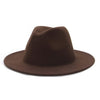Solid Color Wide Brim Wool Felt Fedora Hat-Hats-Innovato Design-Coffee-L-Innovato Design