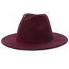 Solid Color Wide Brim Wool Felt Fedora Hat-Hats-Innovato Design-Burgundy-XL-Innovato Design